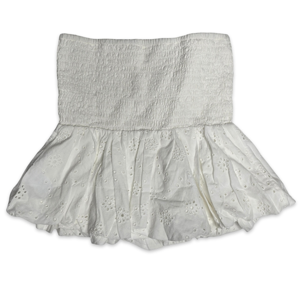 American Eagle Strapless Smocked Eyelet Tube Top Women’s Medium White NWT